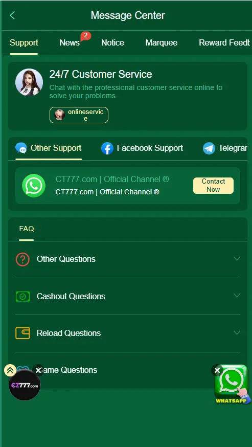 ct777 game support center